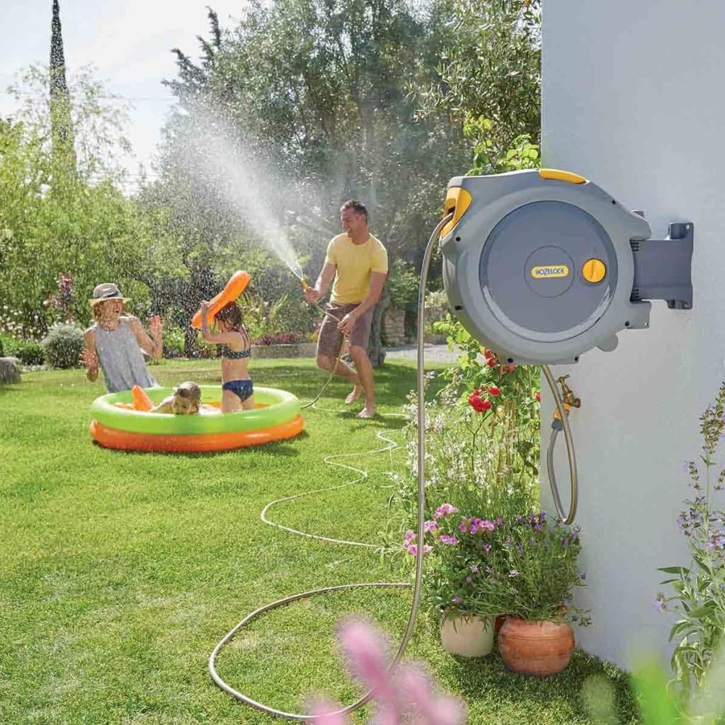 Hozelock Auto Reel with 20 m Hose, Yellow/Grey & Metal Threaded Connector Pro 3/4 inch for Taps - Image 5