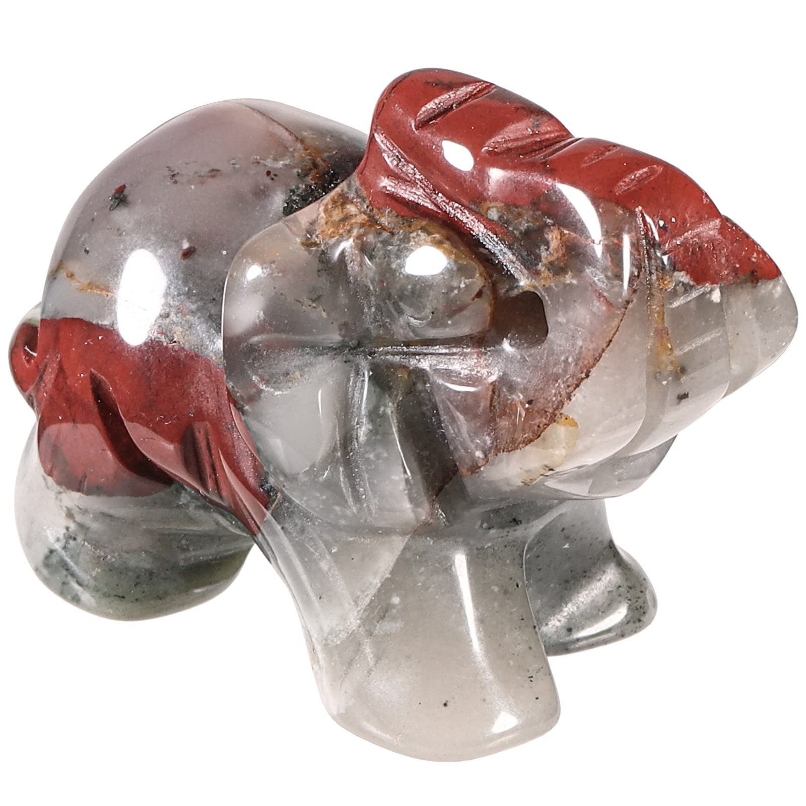 Nupuyai Africa Bloodstone Carved Crystal Animal Elephant Statue Figurine, Good Luck Gift Energy Healing Mini Crystal Ornament for Home Office Decor