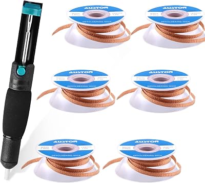 SIQUK 7pc Solder Sucker Desoldering Wick Kit Pump Braid Flux Removal Tool