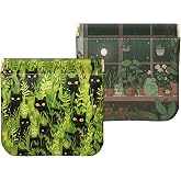 Cabreche 2 PCS Coin Purse Pouch Small Squeeze Soft PU Leather Mini Wallet Change Bag Cute Aesthetic for Women Girls Men-Black Cat Frog