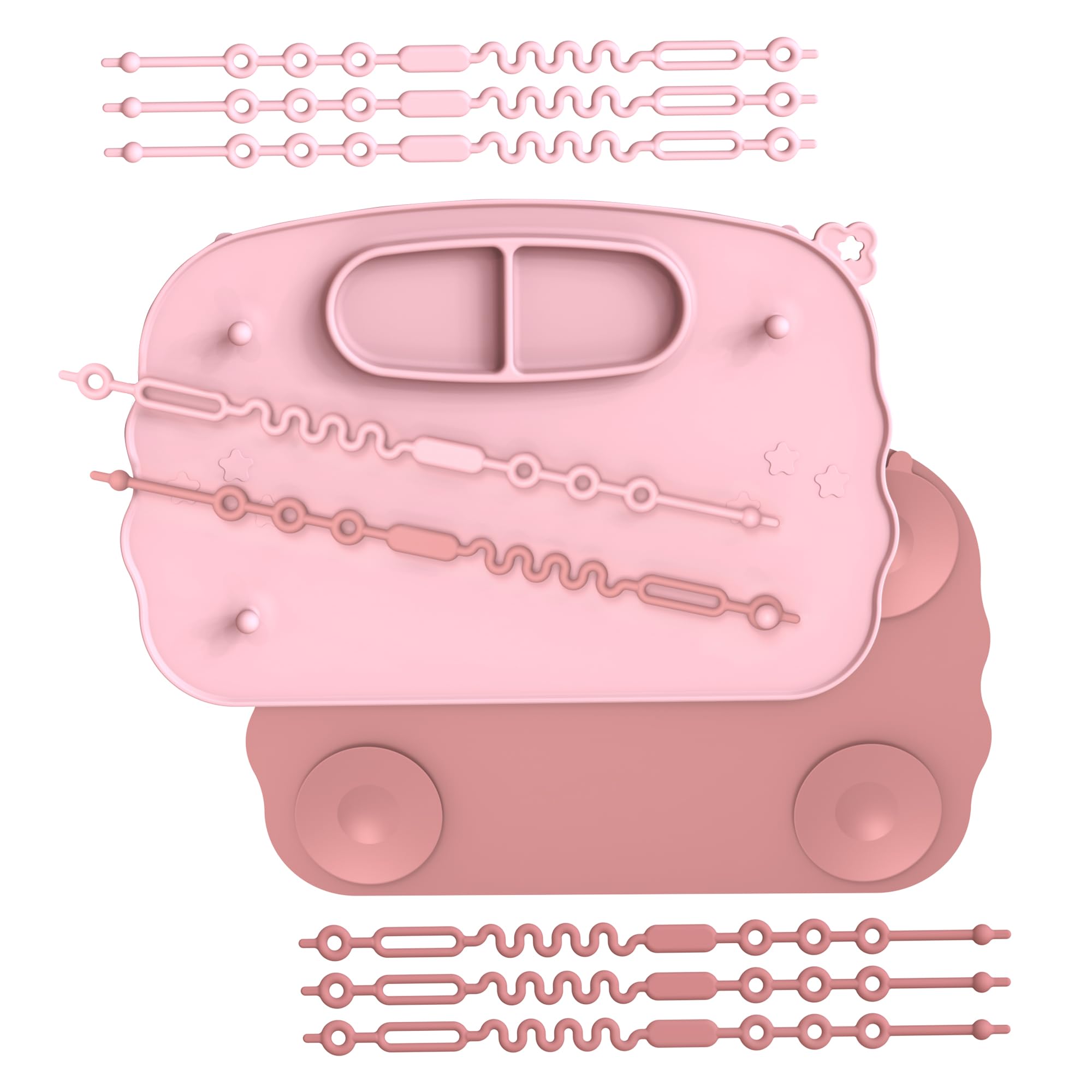 Photo 1 of Hepotk Baby Placemats for Weaning Babies - 2 Silicone Toddler Placemat with 4 Strong Suction Cups & 8 Stretchable Straps | BPA-Free Baby Table Mat for Restaurants, Dining Table & Toddler Mealtime