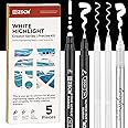 5 Colors White Acrylic Gel Pens for Drawing, 1mm Fine Point Acrylic Ink Pen, Opaque Archival Ink Pens for Black Paper Drawing