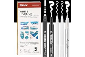 ZSCM Lot de 5 stylos à encre gel acrylique blanche pour dessin, pointe fine de 1 mm, stylos à encre opaque pour papier noir, 