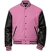EK ESTEK SPORTS Original Varsity Letterman Bomber Jacket - Wool Blend Body & Genuine Cowhide Leather Sleeves