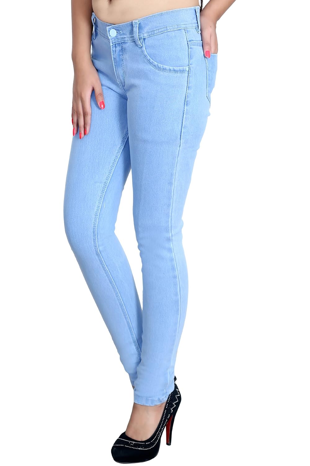 blinkin ice blue denim jeans for women | girls (stretchable fabric)
