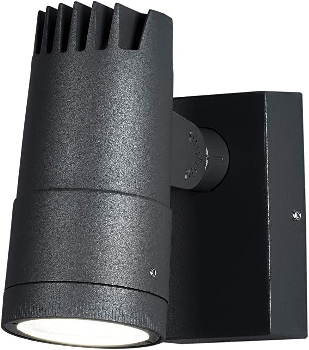 Konstsmide Outdoor Wall Light Mains Powered/Andria Down Modern Outdoor Spotlight/High Power LED 8 Watt Wall Lamp/Adjustable Angle and Beam/Clear Glass Lens/Aluminium/IP54/Anthracite Outside Light