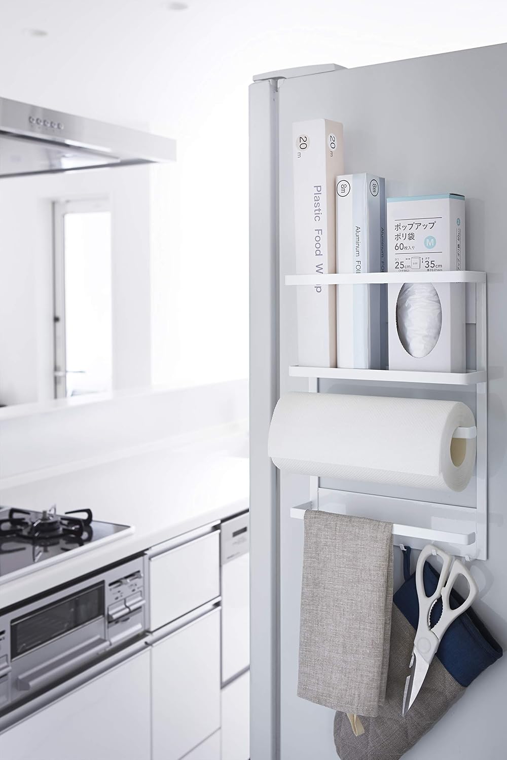 Yamazaki 2744 TOWER Magnetic Refrigerator Side Rack, white, Steel, Minimalist, 24.5 x 6.5 x 34 cm - Image 3