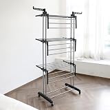 Rainberg 4-Tier Clothes Drying Rack with Wheels, Adjustable Stainless Steel view 7