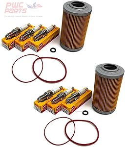 2x SeaDoo 4-TEC 130/155/185/215/255/260 Oil Filter & O-Ring Set with NGK Spark Plug DCPR8E Set GTX GTI RXP RXT RXP-X RXT-X GTR Supercharged Repl 420956741 420230920 420950860 420850500