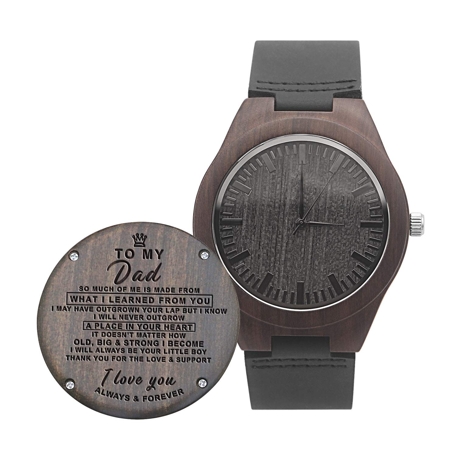 UFOORO Valentines Day Gifts for Son, Engraved Wooden Watches, Birthday Gifts (to My Dad)