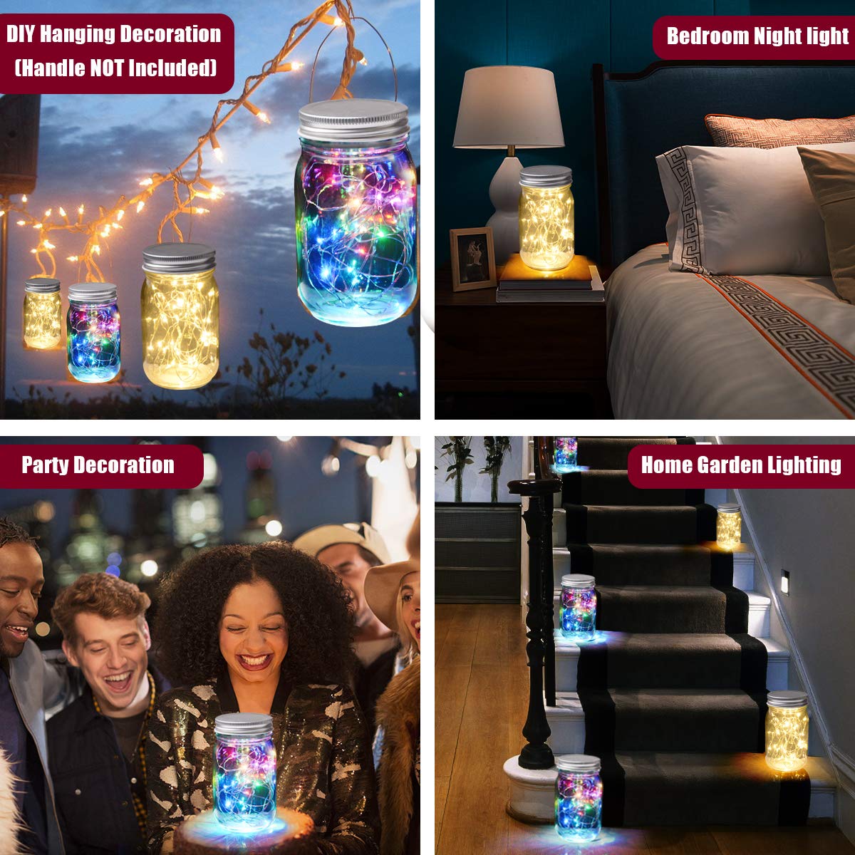 Jiabang Battery Powered Holiday Flavor Glass Cylinder Lamp Glass Candle Lamp Mood Light Christmas Decoration for Home Bedroom Livingroom Theme Party Celebration (Warm White & Colorful Light)