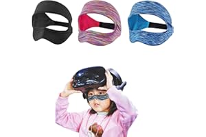 YIPUVR 3 PCSVR Sweat Mask, Adjustable Face Cover Universal for Meta Quest 3/3S Headset, Adjustable Size VR Sweat Band, Gear, VR Workouts Sweat Band Washable Keeping Tidy (Balck+Blue+Pink)