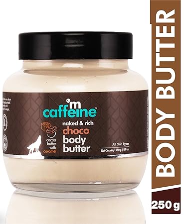 mCaffeine Naked & Rich Choco Body Butter| Cocoa Butter, Caramel | Deep Moisturizing | All Skin | Paraben & Mineral Oil Free | 250 g