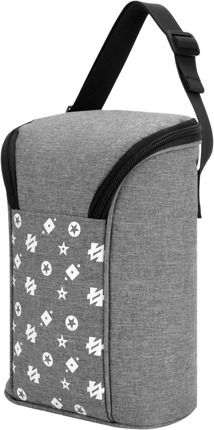 Insulated Breastmilk Cooler, Baby Bottle Tote Bags for Travel Double Baby Bottle Warmer or Cool (Grey)