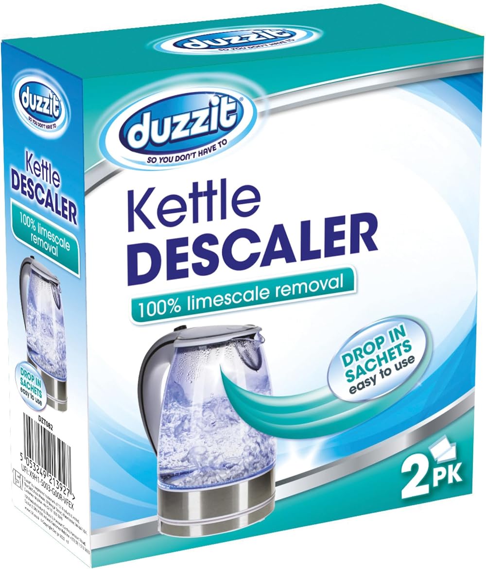 Duzzit Kettle Descaler Limescale Remover 2 Sachets Easy To Use Blue
