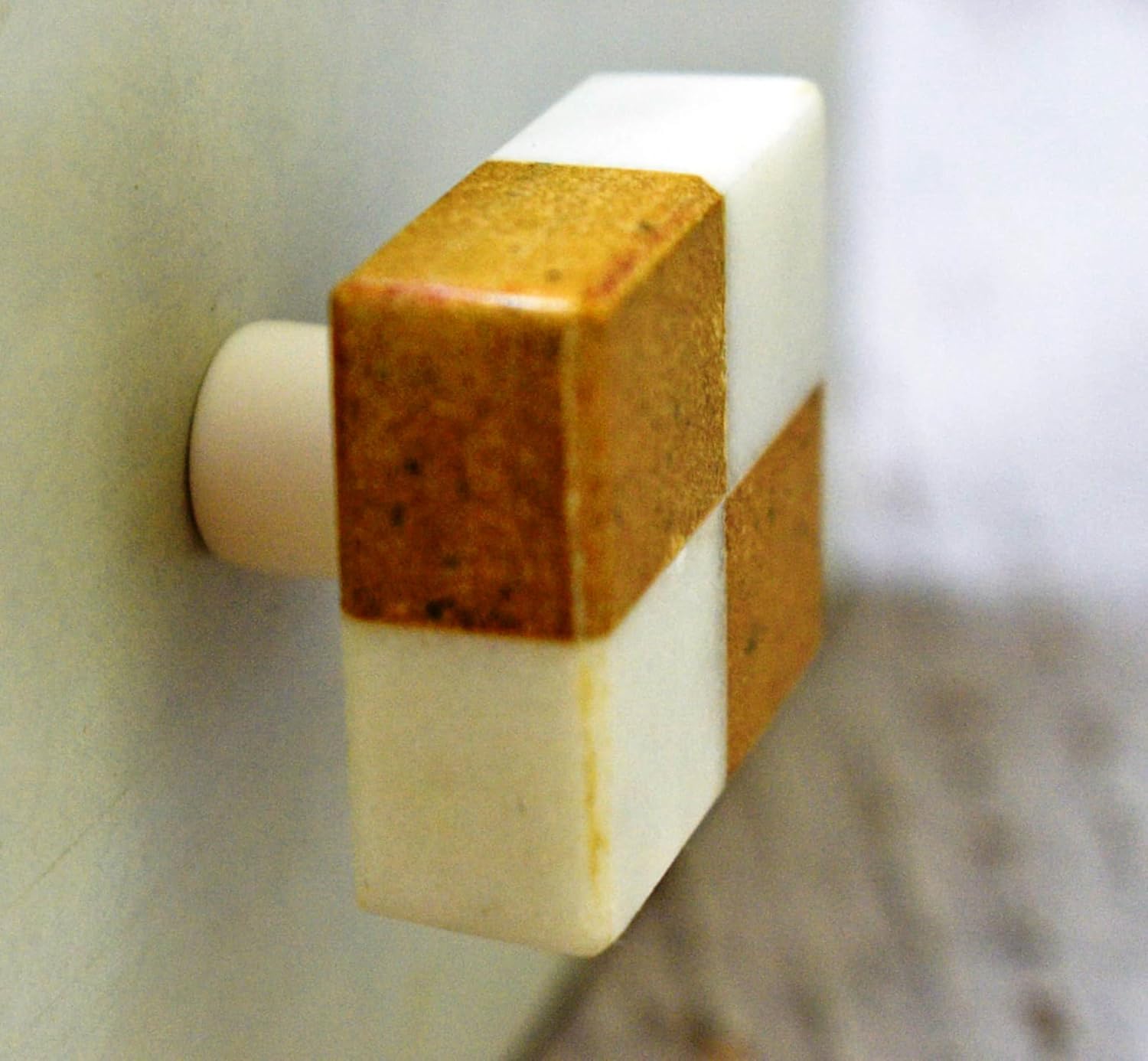 ARTISNO White Rectangular Marble Knob, Modern Cabinet Knob, Decorative Hardware, Furniture Hardware, Cabinet Handles, Dresser Pulls, Set-6 — image 1