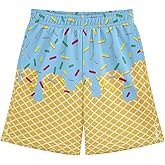 Dallonan Boys Athletic Shorts Ice Cream Casual Kids Active Sports Gym Soccer Shorts for Summer 7-15Y