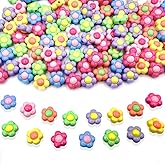 100pcs Acrylic Flower Beads, Mixed Color Clear Spacer Beads for Bracelet Necklace Earring Jewelry Making (Mixed Flower)