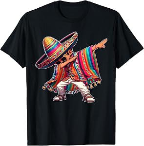 Dabbing Mexican Poncho Cinco de Mayo Men Sombrero Funny Dab T-Shirt