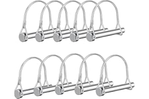 Trailer Locking Pins,Hincell 10pcs Arched Pto Pin Shaft Locking Pin 1/4 pin Hitch pin Wire Lock Pin Safety Coupler Pin 1/4" x 2-3/4"for PTO,Farm,Lawn,Hitches,and Garden(Silver)