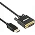 DisplayPort to DVI Adapter, Dp Display Port to DVI Converter Male to Male Gold-Plated Cord 6 Feet Black Cable for Lenovo, Dell, HP and other brand