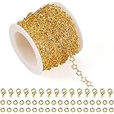 Pandahall 14K Gold Plated Star Link Chains 16.4 Feet Brass Star Chains Soldered Jewelry Chains with Jump Rings Lobster Claw Clasps for Bracelet Necklace Jewelry Making