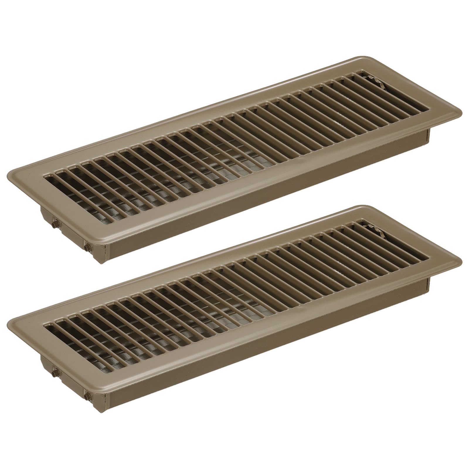 PATIKIL 14 x 4 Inch Floor Register, 2pcs Heavy Duty Air Vent Cover Steel Adjustable Decor Vents Easy Adjust Floor Grates for Sidewall Home Office, Brown