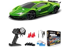 LFOLUSU Remote Control Car RC Drift Car 2.4GHz 1:24 4WD 15KM/H High Speed Racing Sport Car with LED Lights Drifting Tire Racing Sport Toy for Adults Boys Girls Kids Gift 2Pcs Rechargeable Batteries