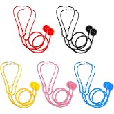 RoundFunny 10 Pack Stethoscope Toy Disposable for Doctor Costume Play | Real Working Plastic Bulk for Boys Girls, Role Play Pretend Game Accessories, Doctor Kit Medical Toy, Dress up