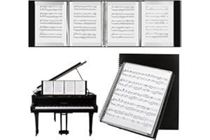 CYEAH 2 Pack Sheet Music Folder, 8.5 × 11 Music Binder, 4 Page Expand 60 Pockets Black Music Folder Organizer Writable Folder for Holding Sheet Music and Storing Files