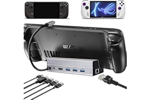 ZYERCH Docking Station for Steam Deck, 6-in-1 Steam Deck Dock with HDMI 2.0 Supports up to 4K@60Hz, 3 USB-A 3.0 Ports Each 5Gbps, Gigabit Ethernet, 100W USB-C PD3.0 Charging Port, Made for Valve Steam Deck