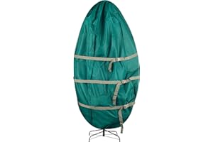 Christmas Tree Storage Bag - Upright Zippered Canvas Cover for 9-Foot Artificial Trees with Buckle Straps and Cinch by Tiny Tim Totes (Green)