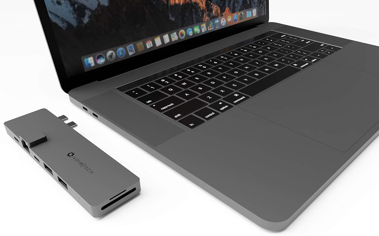 space grey nov8tech usb c hub 8in2 ethernet 4k hdmi adapter for macbook pro 2020 2019 2018 2017 2016 macbook air 20 19 18 docking station sd microsd 2x usb 3 0 gray usb c 100w power delivery hubs