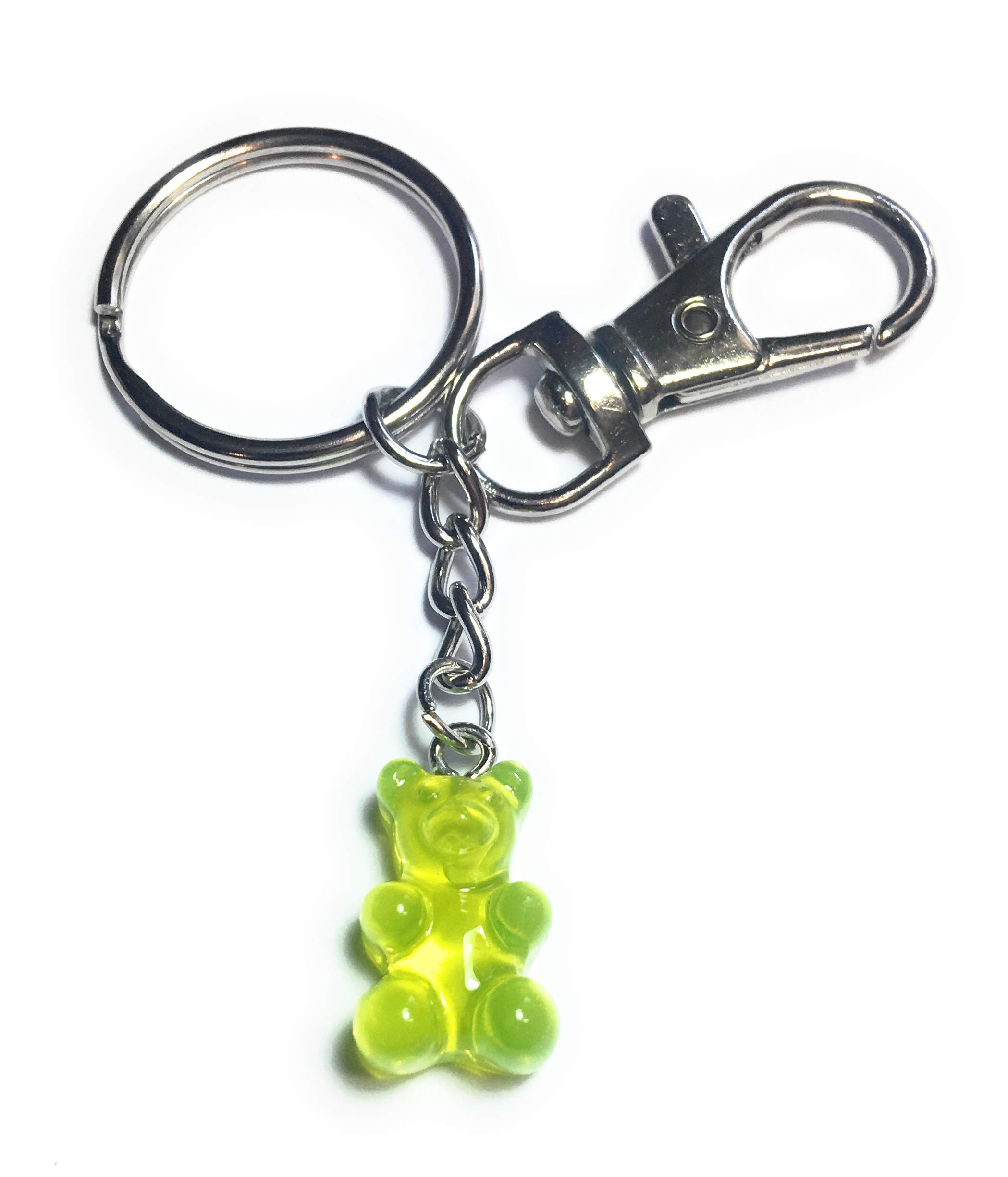 FizzyButton Gifts lime green translucent jelly baby gummy bear charm keyring key ring keychain