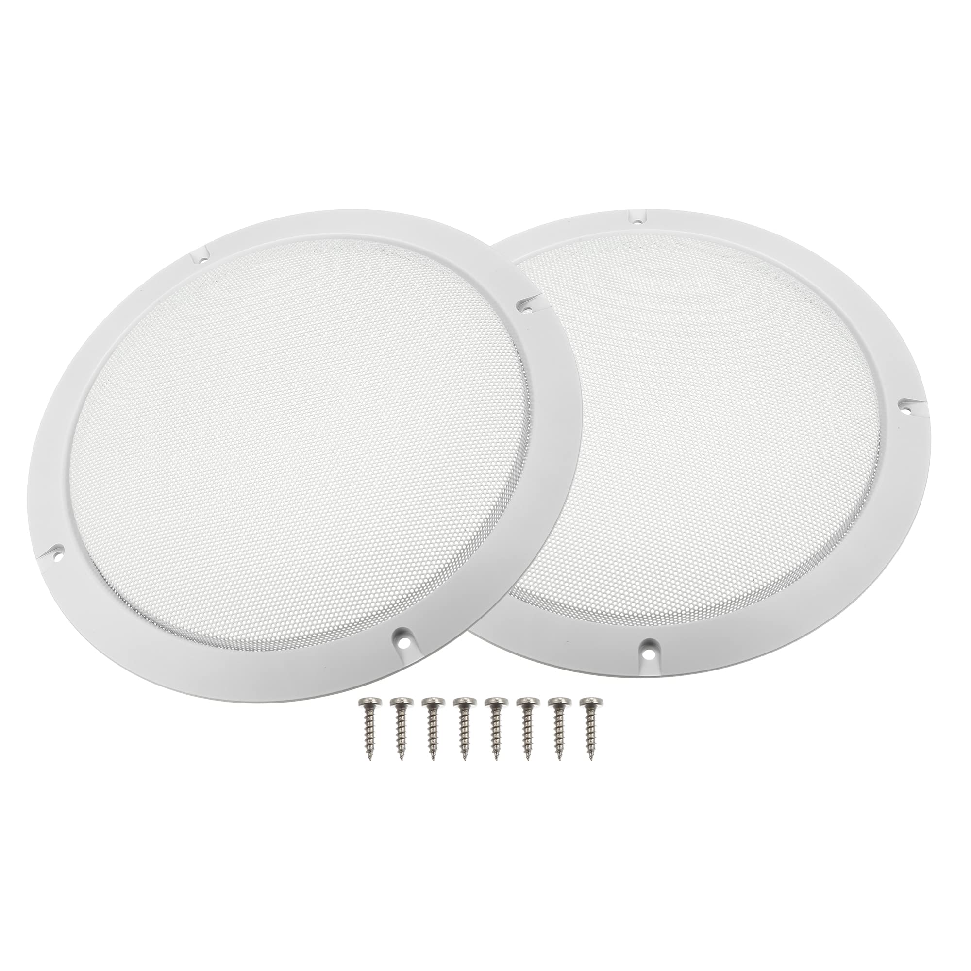 X AUTOHAUX 2 Pcs 8" Car Metal Speaker Cover with 8 Screws White