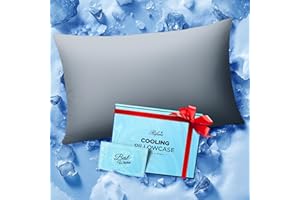 RIFENS Ice Cooling Pillowcase for Hot Sleepers, Instantly Cool, Stay Cold All Night, Softer Than Silk Pillow Cases, Pillow Covers with Invisible Zipper, Gift for Men & Women - Standard, Light Gray (1 Pack)
