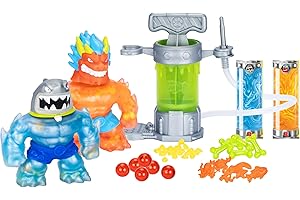 Heroes of Goo Jit Zu Hero Creator Bundle with 2 Action Figures and 6 Unique goo fillings, Mix, Fill & Create Your own Stretchy Blazagon and Thrash, Play Again and Again