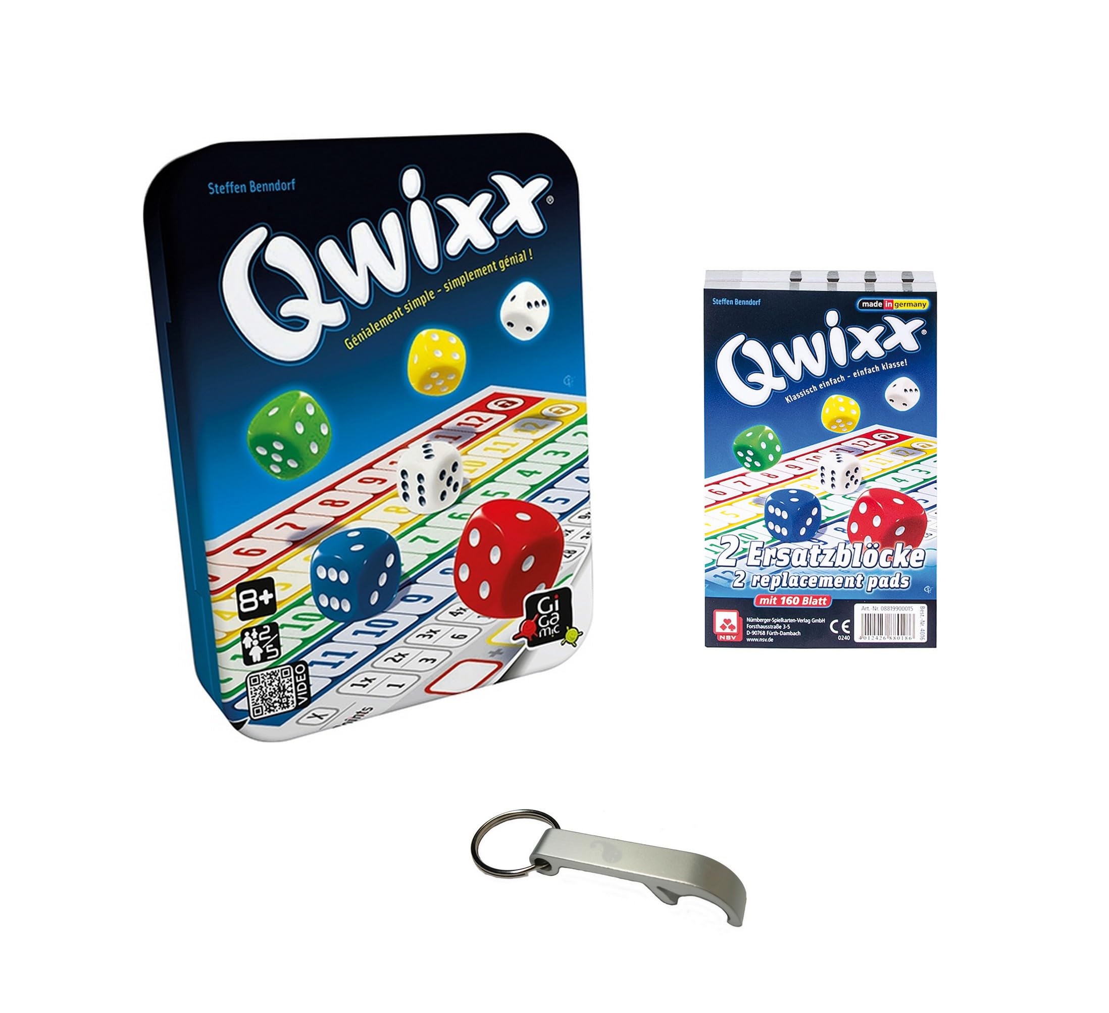 Blumie Shop Qwixx Set + Qwixx Refill + 1 Blumie Bottle Opener (Qwixx + Refill)
