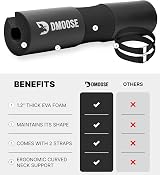 DMoose Fitness Barbell Pad Hip Thrust Squat & Lunges Non Slip 2 Straps view 5