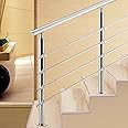 MLYAYE Handrails for Outdoor Steps - Stainless Steel Metal Stair Railing, Adjustable Heavy-Duty Anti-Rust Hand Rail, Porch/Exterior Concrete Steps, 31 39 47 55 63 inch Long, 33.5 inch Tall
