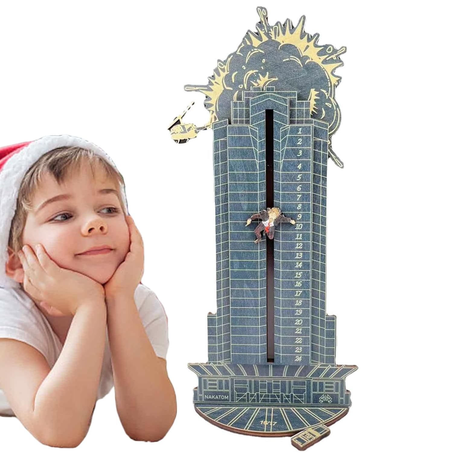 Christmas Die Hard Advent Calendar 2025 Hans Gruber Interactive Advent Calendar, 24 Day Christmas Countdown Calendar for Tabletop Decorations, Party Favors, Classroom Prizes, Funny Xmas Gift for Kids