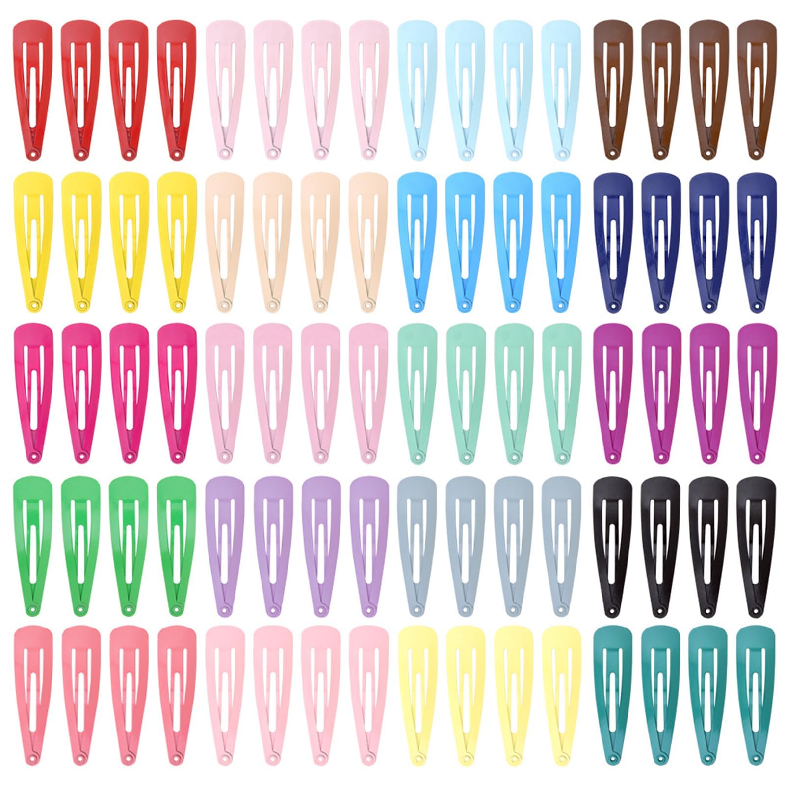 kujootone 80 Pieces Colorful Snap Hair Clips for girls,2 Inch Metal Fastener Candy Curl Hair Clips - Vibrant Kids' Barrettes Hair Accessories for Little Girls, Perfect for Fine Hair, 20 colors