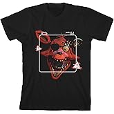 Five Nights at Freddy's Foxy with Warning Signs Crew Neck Short Sleeve Boy's Black T-Shirt