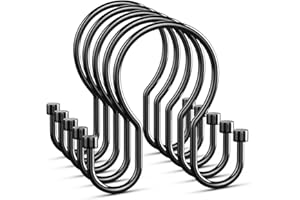 Goowin Shower Curtain Hooks, Simple Shower Curtain Rings, Sturdy Shower Curtain Hangers, Double Hook Black Shower Curtain Hoo