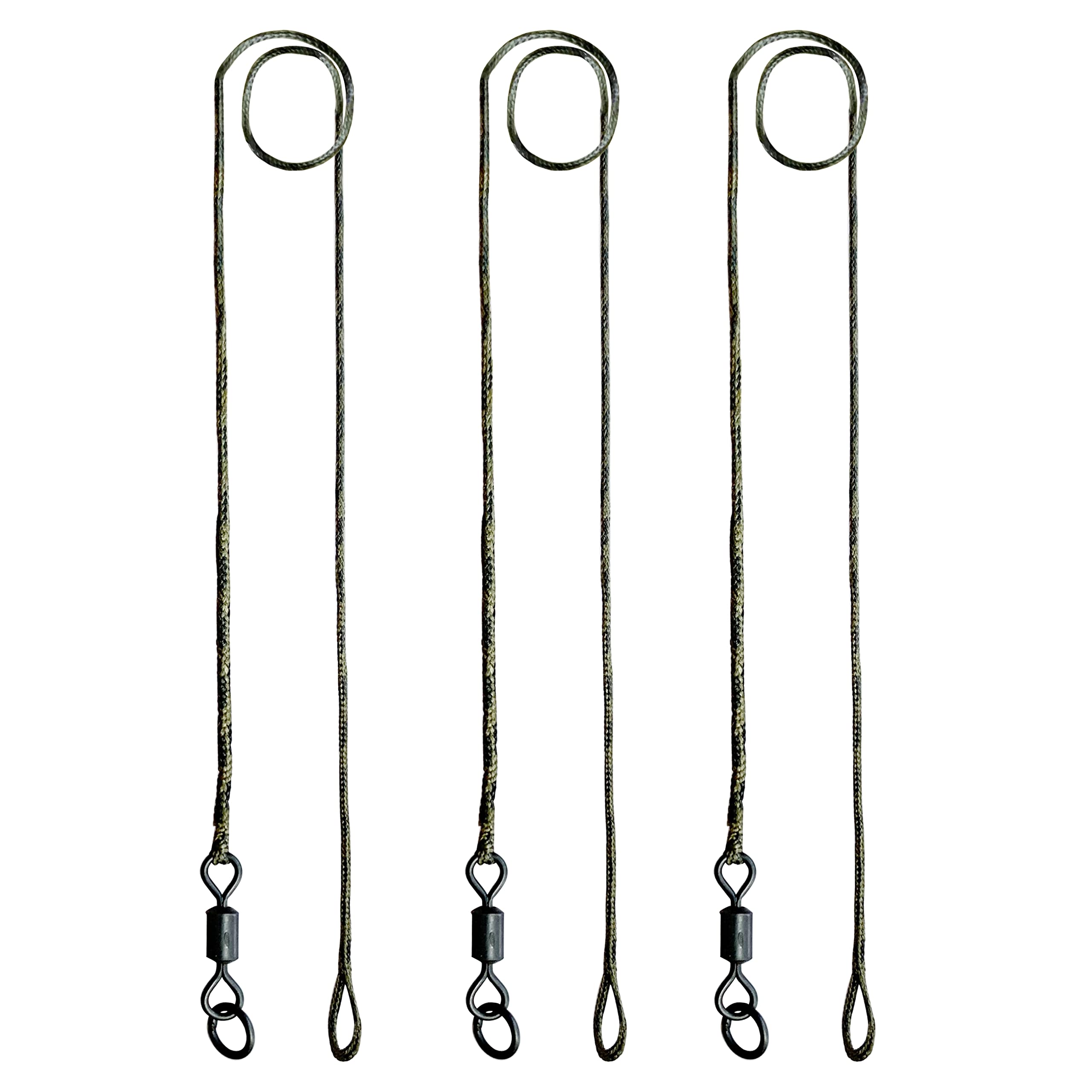 NewShot 3x Ready Tied Leadcore Leaders Hybrid Lead Clip, Sleeve, QC Swivel for Carp Fishing (Flexi Ring Swivels)