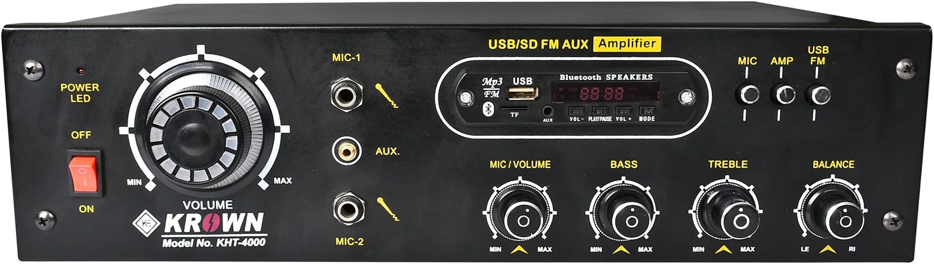 Krown KHT-4000 4 Channel Stereo Amplifier 10000W PMPO with USB, FM & Bluetooth