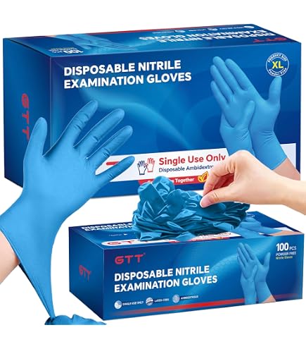 Amazon.com: GTT Blue Nitrile Exam Gloves 4 Mil | Powder-Free