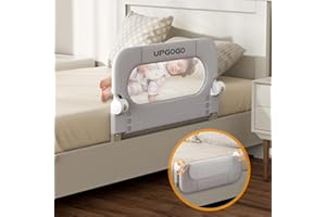 UPGOGO Folding Toddler Bed Rails for Crib,Safety Toddler Bed Rails,Bed Guard Rail with Reinforced Anchor Safety System,Bed Rail for Kids Fit,Bunk,Full Size,Queen,King,Twin(Grey,33"x23.6")