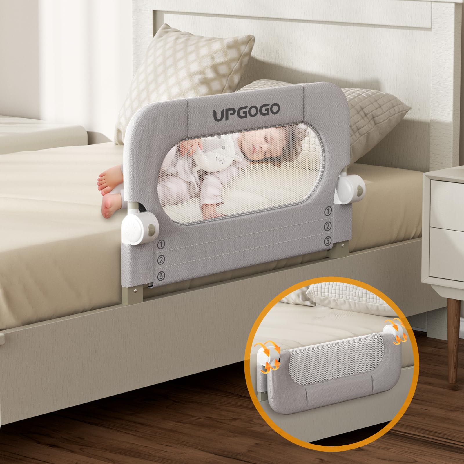 UPGOGO Folding Toddler Bed Rails for Crib,Safety