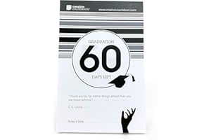CREATIVE COUNTDOWN 60 day College and High School Graduation Count Down 5.75"x3.75" Black and White Tear Off Countdown Calendar Table and desk Unit - perfect for Office, event, corporate and door gifts